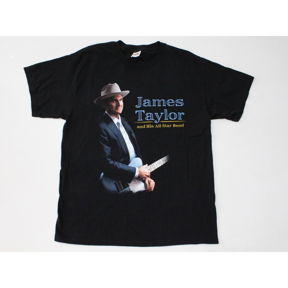James Taylor Shirt Mens Large Black 2014 Tour Concert All-Star Band Graphic Tee